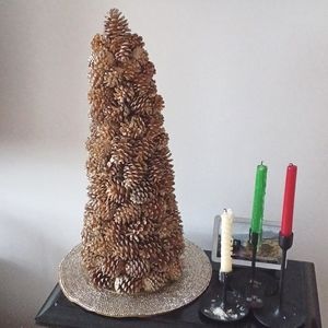 ⚡️SALE⚡️Pier 1 🎅 Gold Glitter Pinecone Tree